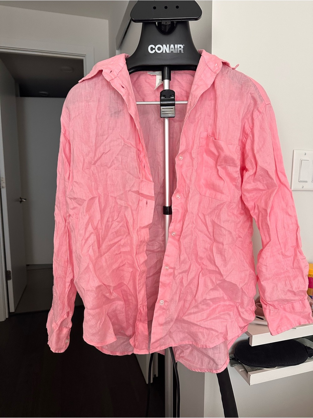 H&M Pink linen 100% Button-Down Shirt